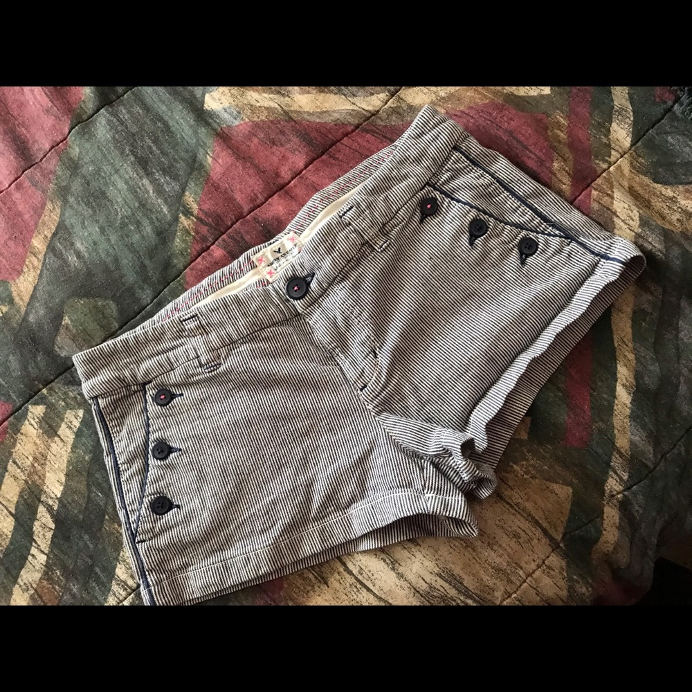 Blue and white stripped shorts